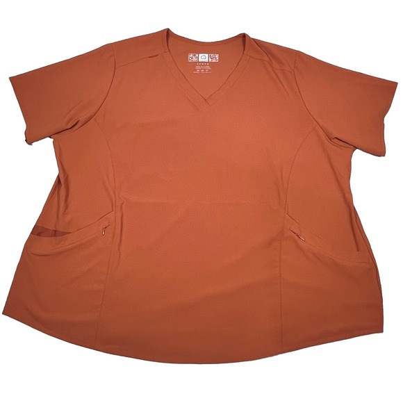 WonderWink Tops - WonderWink Renew 3X Women's Scrub Top Harvest Orange V-Neck Medical Nursing Plus